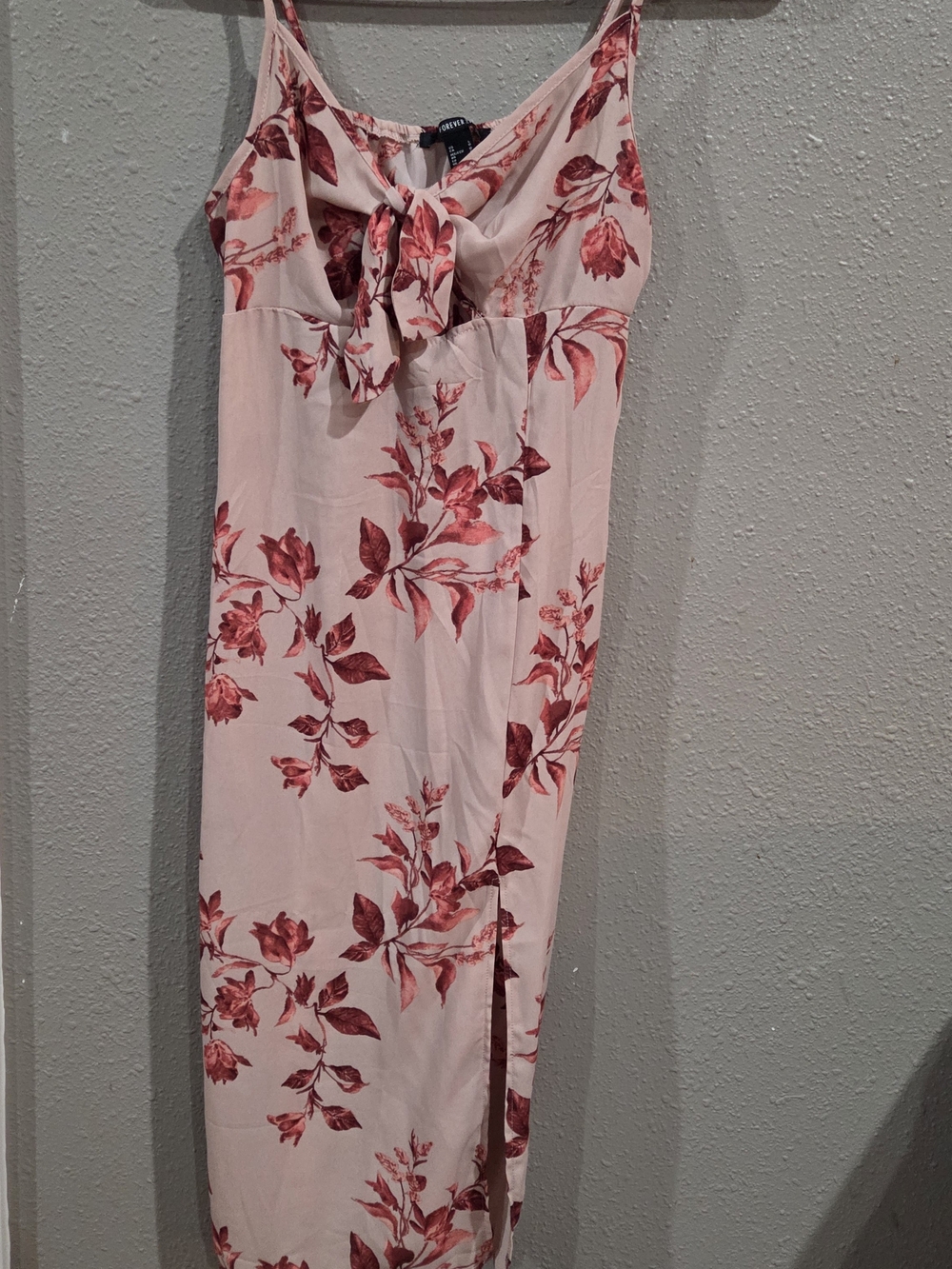 Forever 21 Pink Floral Tie-Front Midi Dress